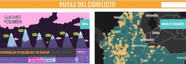 Auszug aus der Website Rutas del Conflicto Datenbank mit Informationen zu bewaffneten Konflikten in Kolumbien