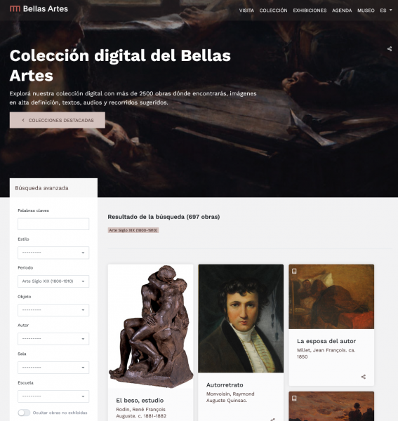 Screenshot der digitalen Sammlung des Museo de Bellas Artes (Argentinien)