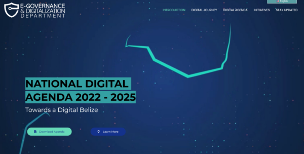 Screenshot der Website National Digital Agenda 2022-2025 von Belize